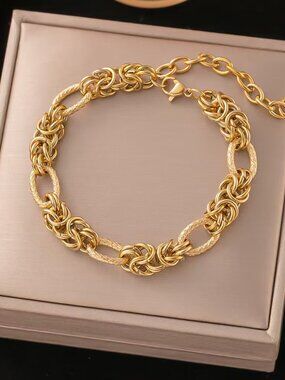 3/$35 NEW 18K Gold Plated Byzantine Chain Bracelet